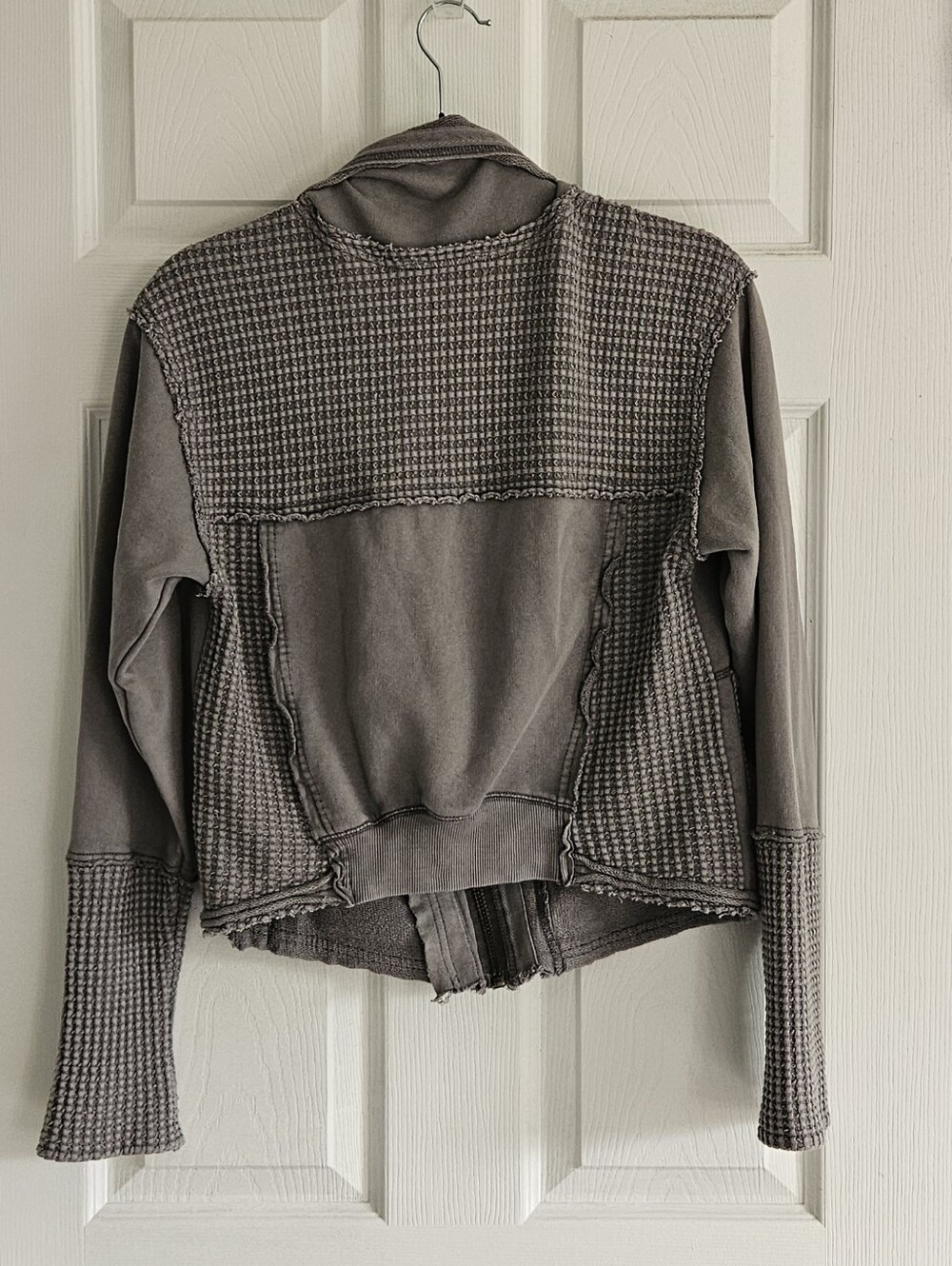 Free People Charcoal Textured Zip-Front Jacket Moto Xs - Picture 3 of 5